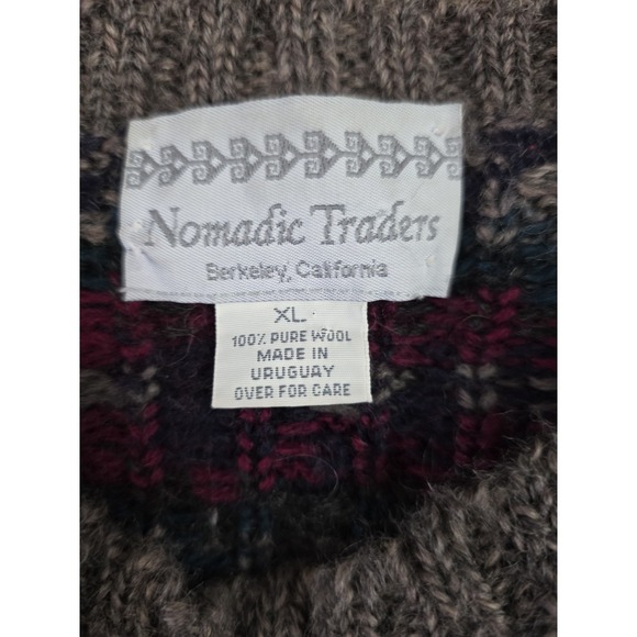 Nomadic Traders Sweater 100%‎ Wool Size XL Oversized Uruguay Unisex Vintage Ski - Picture 3 of 4